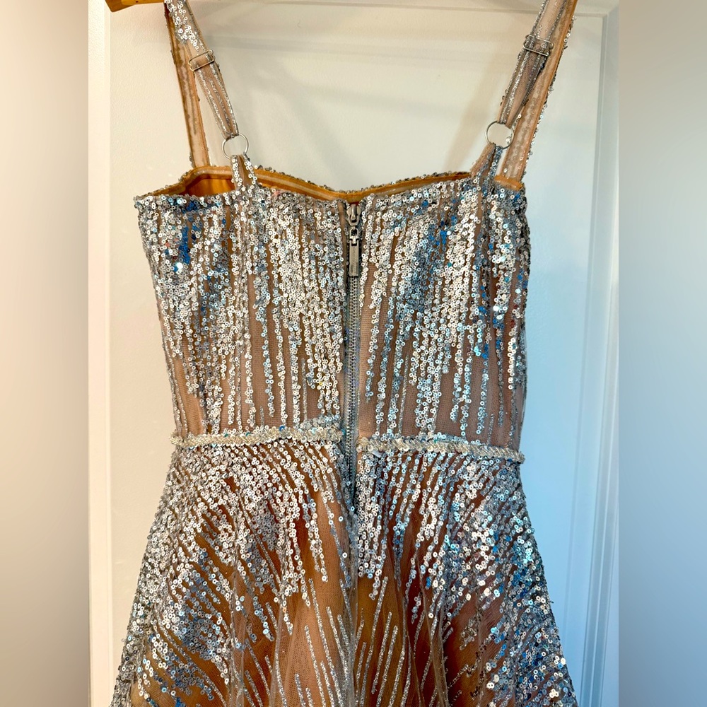 Bronx and Banco Silver Sequin A-Line Midi Prom Dress - Picture 13 of 16